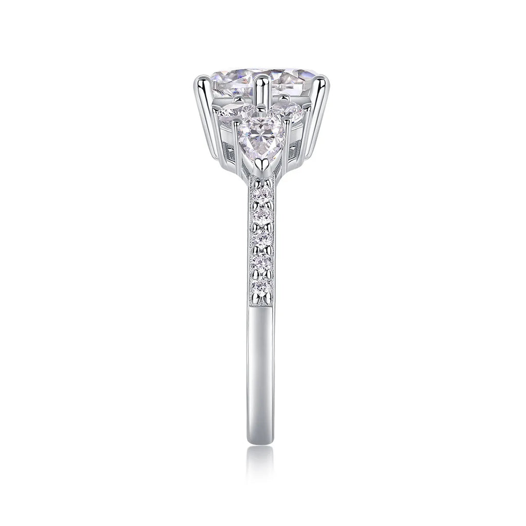 2 carat moissanite wedding ring set S925 silver platinum plated with GRA certificate in gift box