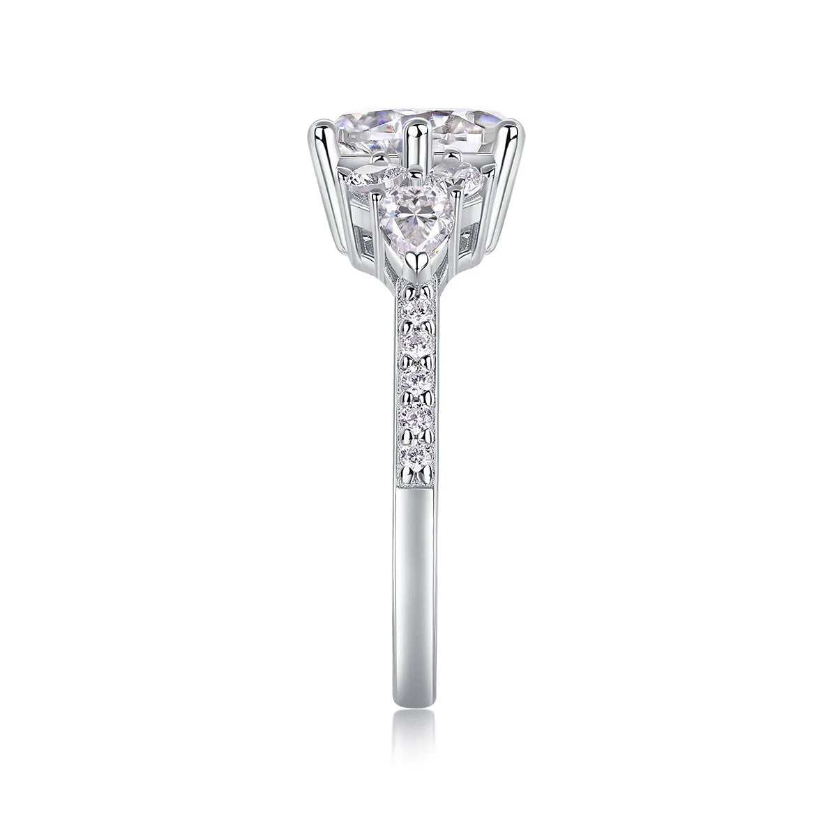 2 carat moissanite wedding ring set S925 silver platinum plated with GRA certificate in gift box
