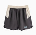 Men's loose-fit gym shorts in dark grey for weight training with elastic lace-up waistband.