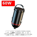 Black 200W zinc alloy car charger with USB port measuring 38mm