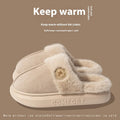 Thick-soled fleece winter slippers in various colours with decorative car stitching