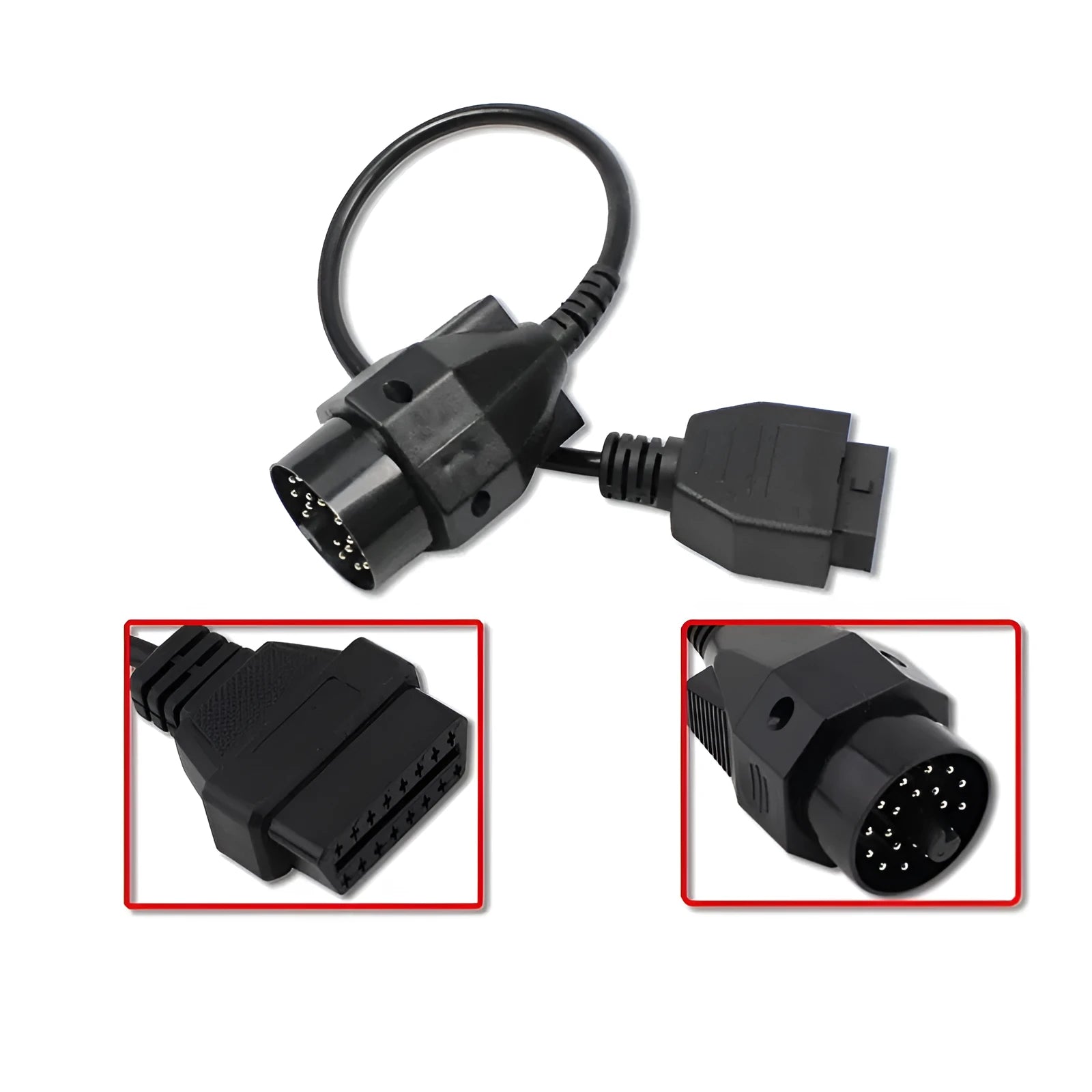 BMW diagnostic adapter cable with 20-pin and 16-pin OBD2 connectors for vehicle scanner compatibility