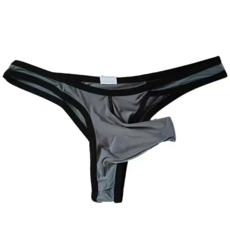 Men's ice silk nylon briefs in elephant nose small cut design showing multiple colour options