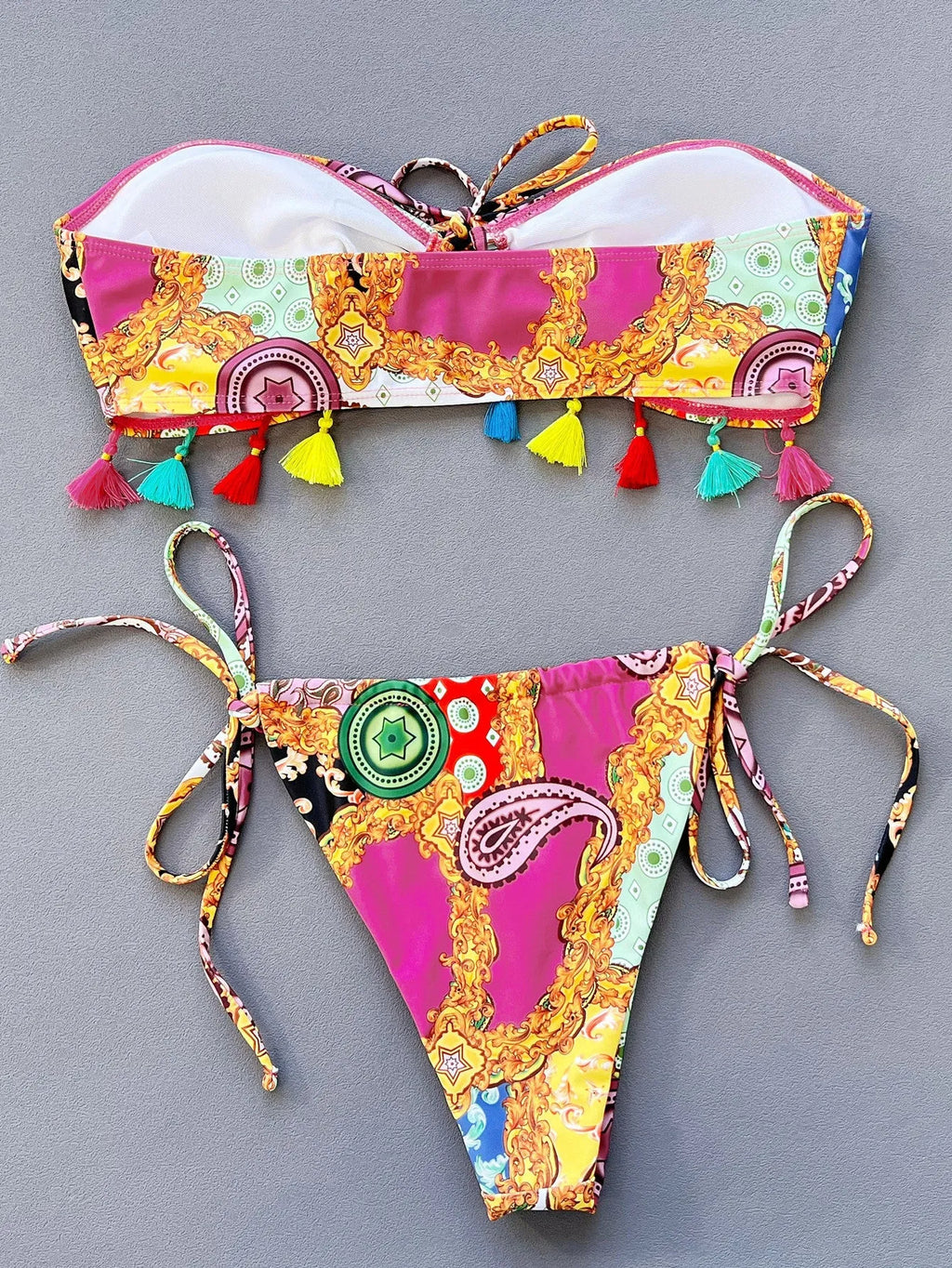 Women's printing design tube top bikini set for swimming and beach
