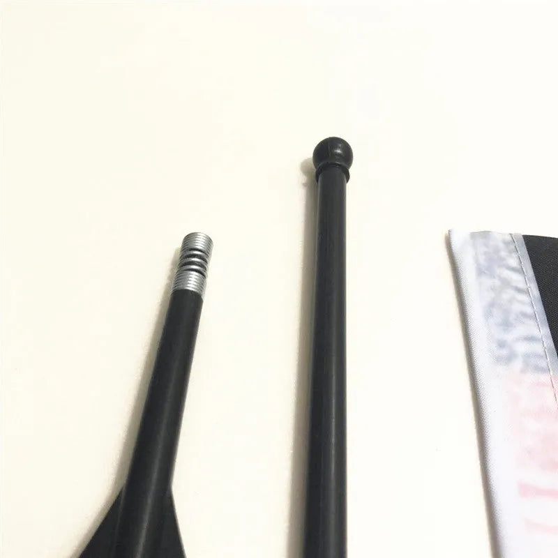 Cycling handlebar flag pole with square polyester flag attached for bicycle mounting