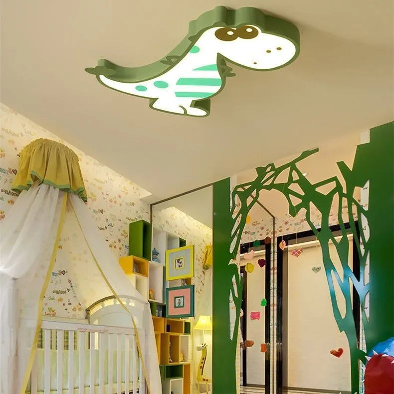 48cm cartoon dinosaur ceiling light with aluminium body and PVC shade in children's bedroom