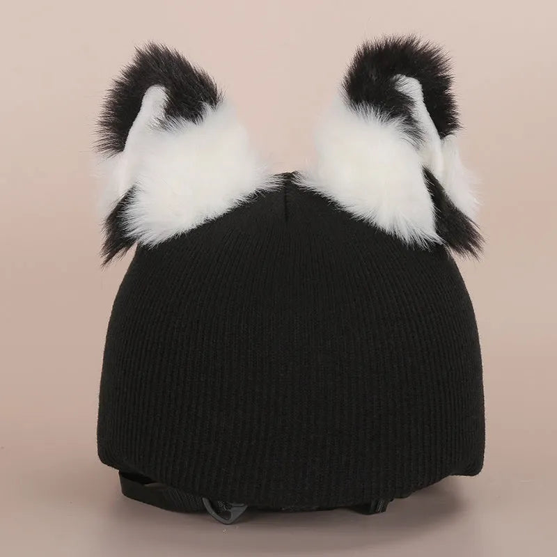 Plush fabric cartoon design helmet cover for motorcycle helmet decoration in medium size