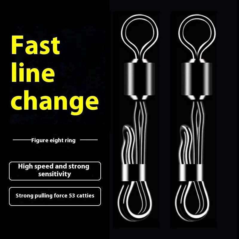 Quick change brass barrel swivel fishing tackle with 8-word ring for fast line changes