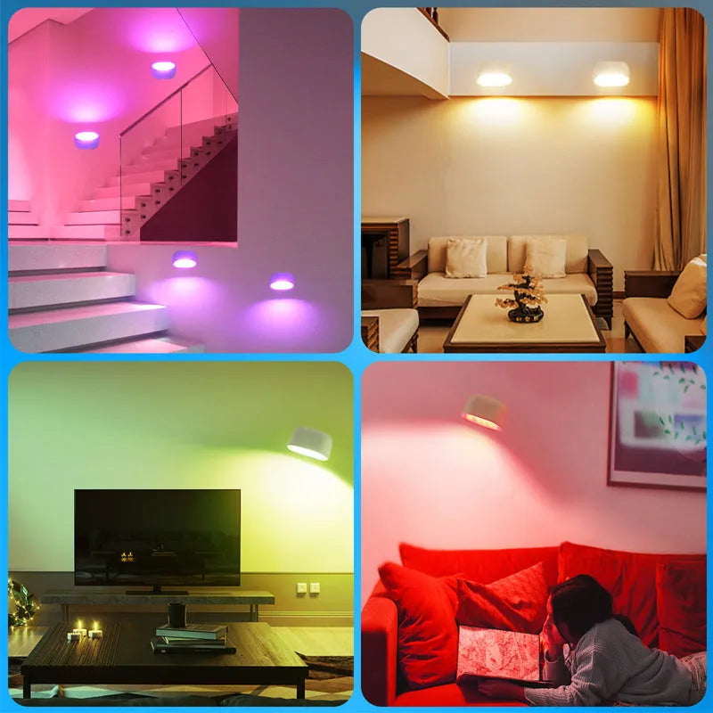 Remote touch magnetic wall lamp with colour changing LED lights and oval face design