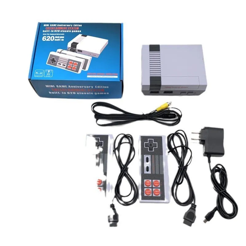 NES 8-bit retro game console with AV interface measuring 18.3cm in length with retro styling
