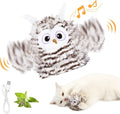 Grey rechargeable automatic owl cat toy with flapping wings for indoor cats